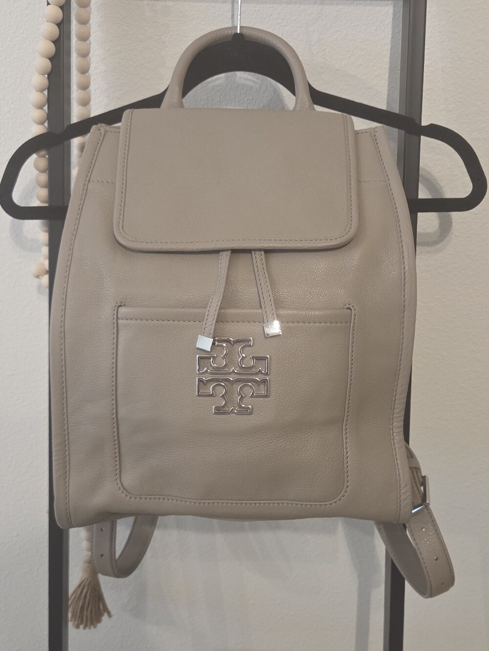 Tory Burch Leather Backpack – Taupe/Gray – Excellent Condition